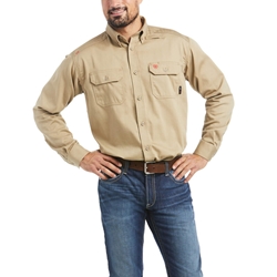 Ariat Flame Resistant Khaki Solid Work Shirt 