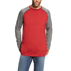 Ariat Flame Resistant Red/Dark Grey Baseball T-Shirt 
