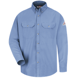 Bulwark Flame Resistant Light Blue Cool Touch 2 Button Front Deluxe Shirt 