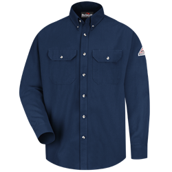 Bulwark Flame Resistant Navy Cool Touch 2 Button Front Deluxe Shirt 