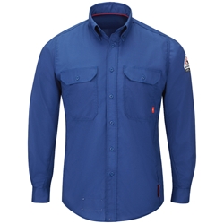 Bulwark Flame Resistant iQ Series Men's Midweight Comfort Woven Shirt | Royal Blue flame, resistant, retardant, arc, flash, fire, button, down, uniform, work, up, blue, mid
