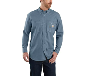 Carhartt FR Force Original-Fit Lightweight Long-Sleeve Button Front Shirt | Steel Blue 