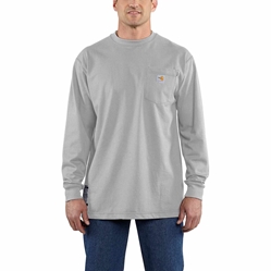 Men's Carhartt FR Force Cotton Long Sleeve T-Shirt | Light Gray 