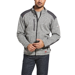 Ariat FR Caldwell Full Zip Sweater Jacket | Charcoal Heather frc, hood, sweater, gray, grey, charcoal, full, zipper, lightweight