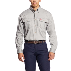 Ariat Flame Resistant Silver Fox Solid Vent Work Shirt 