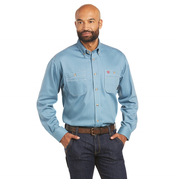 Ariat FR Solid Steel Blue Vent Work Shirt | 10035433