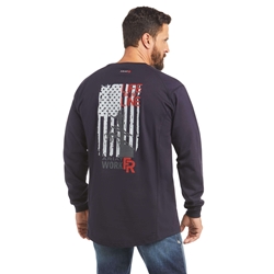 Ariat Mens FR Air Life on the Line Graphic Top | Navy flame, resistant, retardant, frc, tee, tshirt, graphic, t-shirt, lineman, linemen, utility, power, electrical