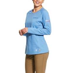 Ariat Womens FR Air Crew T-Shirt | Steel Blue Heather 