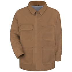Bulwark FR Brown Duck Lineman's Coat with Lanyard Access on Back winterwear, jacket, flame, frc, resistant, retardant, fire, arc, flash, electrical, warm, cold, tan, safety, harness