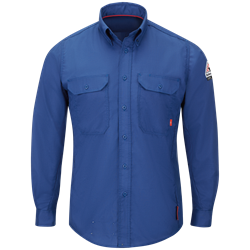 Bulwark FR Mens IQ Series Lightweight Comfort Woven Shirt | Royal Blue flame, fire, resistant, frc, retardant, long sleeve, button down, blue