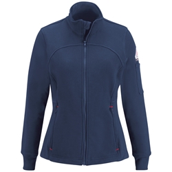 Bulwark FR Womens Full Zip Fleece Jacket - Navy flame, resistant, retardant, frc, arc, flash, fire