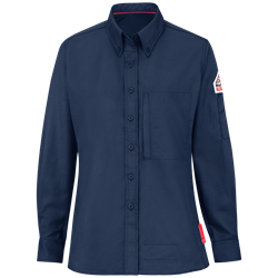 Bulwark FR Women's iQ Series Lightweight Comfort Woven Shirt | Navy flame, fire, resistant, frc, retardant, long sleeve, button down