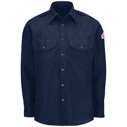 Bulwark Flame Resistant 4.5 oz Snap Front Nomex Uniform Shirt | Navy 
