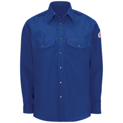 Bulwark Flame Resistant 4.5 oz Snap Front Nomex Uniform Shirt | Royal Blue 