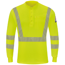 Bulwark Flame Resistant Hi-Visibility Lightweight Long Sleeve Henley 