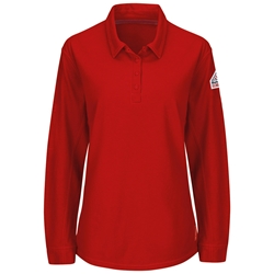 Bulwark Flame Resistant IQ Series Comfort Knit Womens Polo W/4 Button Placket | Red 