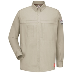 Bulwark Flame Resistant IQ Series Comfort Woven Concealed Pocket Shirt | Light Tan 