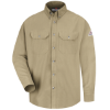 Bulwark Flame Resistant Khaki Cool Touch 2 Button Front Deluxe Shirt 