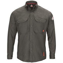 Bulwark Flame Resistant iQ Series Mens Lightweight Comfort Woven Shirt | Dark Gray 