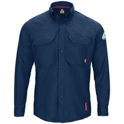 Bulwark Flame Resistant iQ Series Mens Lightweight Comfort Woven Shirt | Navy 