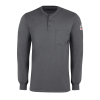 Bulwark Long Sleeve Flame Resistant Tagless Henley Shirt | Charcoal 