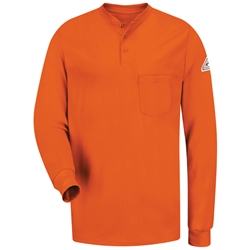 Bulwark Long Sleeve Flame Resistant Tagless Henley Shirt | Orange 