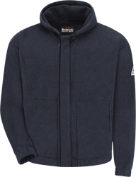 Bulwark Navy Flame Resistant Fleece Zip-Front Hooded Sweatshirt 