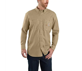 Carhartt FR Force Original-Fit Lightweight Long-Sleeve Button Front Shirt | Dark Khaki 
