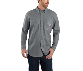 Carhartt FR Force Original-Fit Lightweight Long-Sleeve Button Front Shirt | Gray 