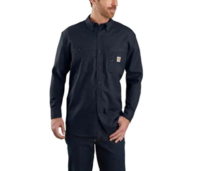 Carhartt FR Force Original-Fit Lightweight Long-Sleeve Button Front Shirt | Navy 