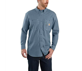 Carhartt FR Force Original-Fit Lightweight Long-Sleeve Button Front Shirt | Steel Blue 