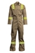 Lapco 7oz Flame Resistant Khaki Economy Coverall with Reflective Trim - CVEFR7KH-REF