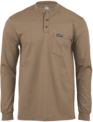 Lapco Flame Resistant 6 oz. Henley Knit Tee | Khaki 