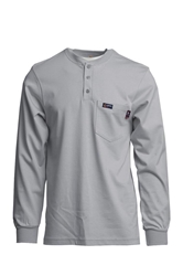 Lapco Flame Resistant 7 oz. Gray Jersey Knit Henley 