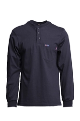 Lapco Flame Resistant 7 oz. Navy Jersey Knit Henley 