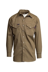Lapco Flame Resistant Khaki Western Shirt with Snaps 
