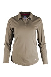 Lapco Womens FR Knit Polo Shirt - Khaki long, sleeve, collared, henley, womens, dark blue, tan, uniform, work