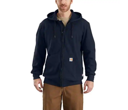 Men's Carhartt 13 oz FR Rain Defender Navy Hooded Zip-Front Sweatshirt 