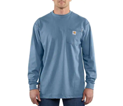Men's Carhartt FR Force Cotton Long Sleeve T-Shirt | Medium Blue 