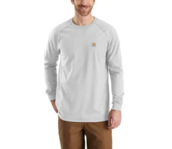 Men's Carhartt FR Force Cotton Long Sleeve T-Shirt | No Pocket | Light Gray 