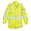 Rasco Flame Resistant Hi Vis DH Uniform Shirt with Segmented Trim hi-vis, visibility, hi-viz, high, reflective, striping, trim, tape, solid, class 3, type R, yellow, lime