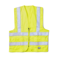 Rasco Flame Resistant Hi Vis Safety Vest with Front Pockets - Class 2 hi-vis, visibility, hi-viz, high, reflective, striping, trim, tape, solid, type r, type p, p, r, type
