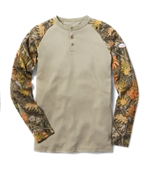 Rasco Flame Resistant Two Tone Henley T-Shirt | Camo/Khaki 