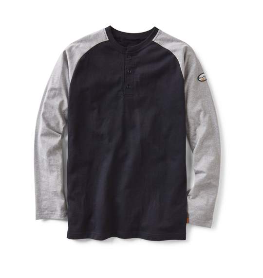 Rasco Flame Resistant Two Tone Henley T-Shirt | Gray/Black 