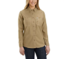 Women's Carhartt FR Force Relaxed-Fit Lightweight Long-Sleeve Button-Front Shirt | Dark Khaki 