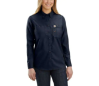 Women's Carhartt FR Force Relaxed-Fit Lightweight Long-Sleeve Button-Front Shirt | Navy 