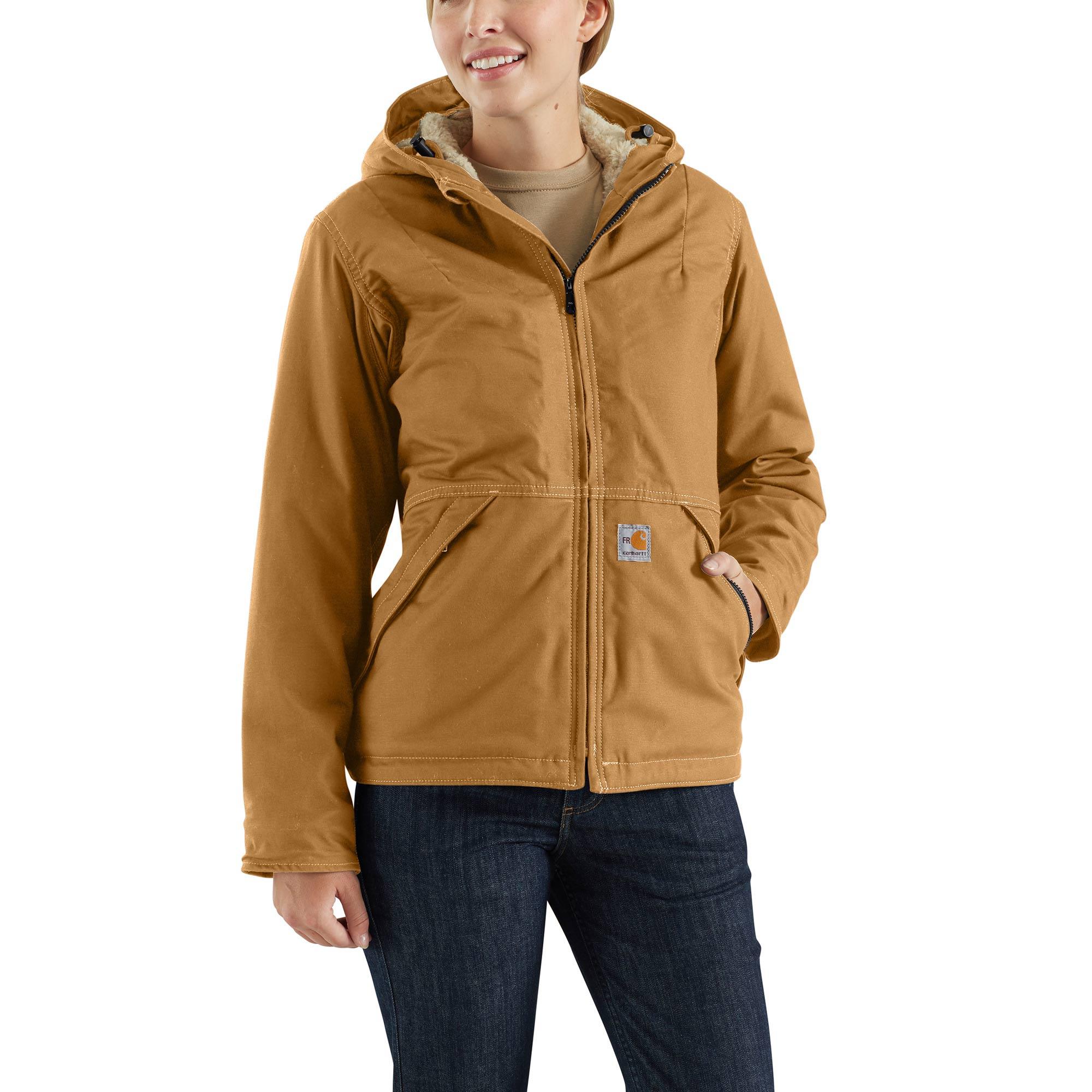 Women's Carhartt FR Full Swing Quick Duck Jacket with Sherpa Lining in  Brown